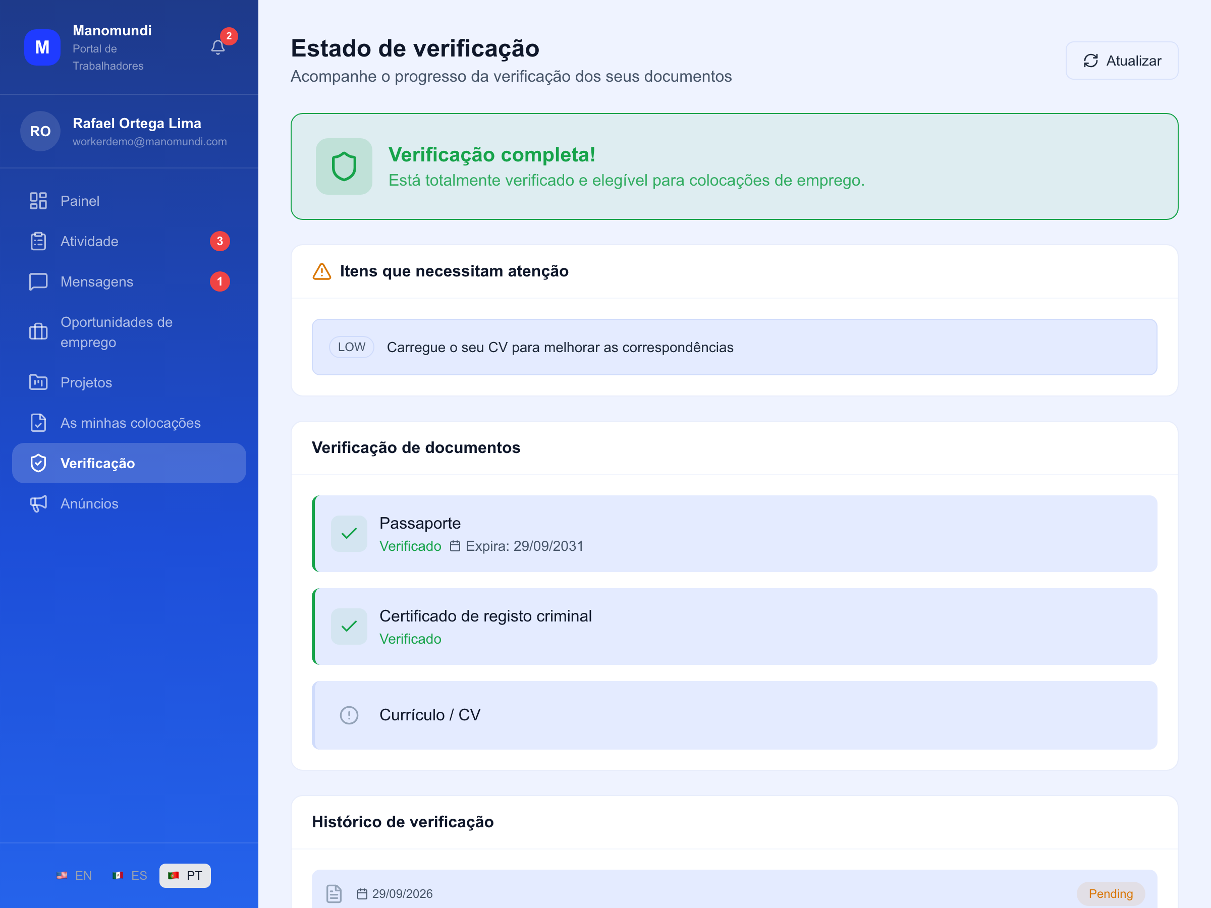 Painel de documentos